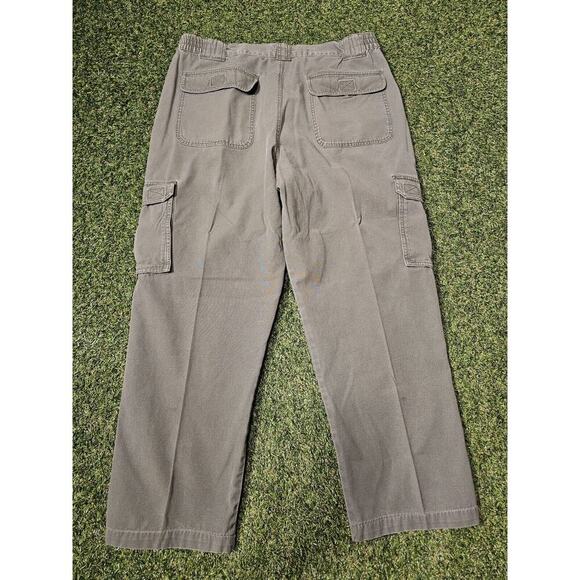 Cabela’s Trail Hiker Cargo Pants Men’s 40 Green Pockets Elastic Waist Canvas - Picture 8 of 8